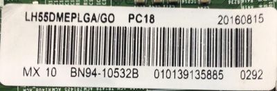 MAIN PARA TV SAMSUNG FHD / NUMERO DE PARTE BN94-10532B / BN41-02395B / BN97-09646B / PANEL CY-GH055CSLVTH / MODELO LH55DME / LH55DMEPLGA/GO US03 - Imagen 2